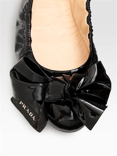 prada patent leather pumps with bow|Prada ballet flats.